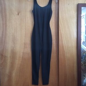 Black tanktop bodysuit leotard